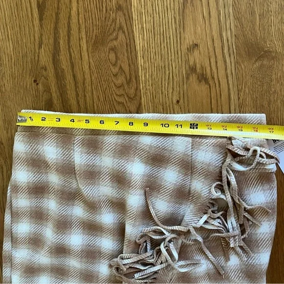 NWT Women's Fringed Faux Elastic Waist Plaid Blanket Wrap Midi Skirt (L) - Picture 11 of 13